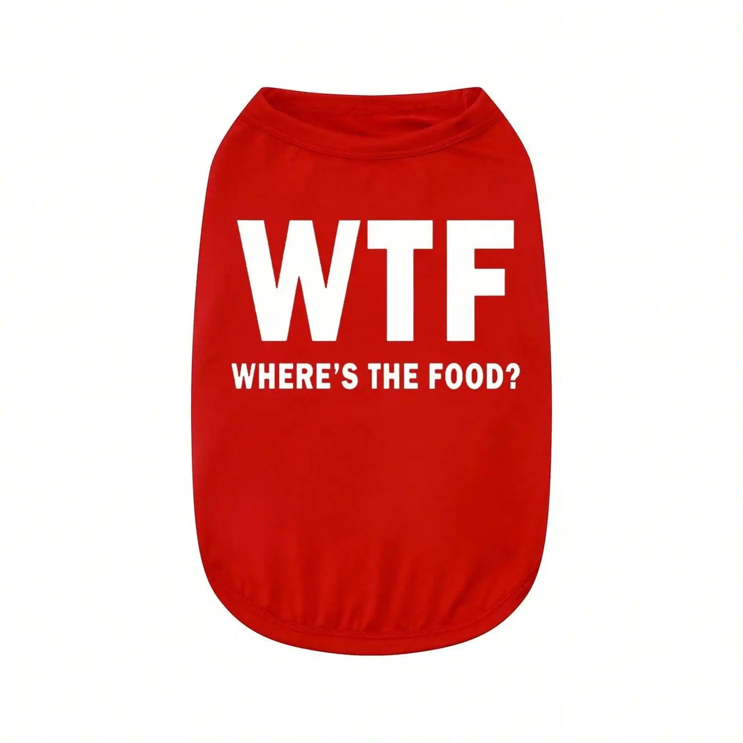 1pc Letter Print Dog Vest Tank Top, Featuring A Playful 'Where's The Food' Back Print