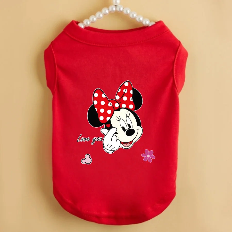 1pc Playful Minnie print pet vest, soft and breathable pet sleeveless T-shirt