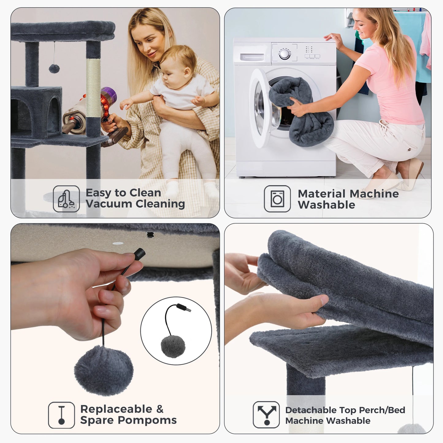 Cat Tree for Indoor Cats 5-Level Cat Tower for Large Cats with Large Hammock Sisal Covered Scratching Posts