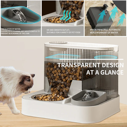Cat Automatic Feeder with Pet Bowl, Water Dispenser Pet Food Feeder Fully Automatic