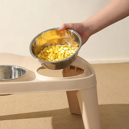 Elevated Dog Feeder, foldable Raised Stand with Double Stainless Steel Food Water Bowls for Small Medium Large Dogs