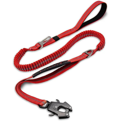 Reflective Shock Absorbing Pet Leashes with Car Seatbelt for Large Dogs, Heavy Duty Tactical Bungee Dog Leash