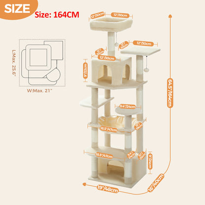 Large Cat Tree and Tower for Indoor Cats With Sisal-Covered Scratching Posts Spacious Hammock Padded Perches and Condos
