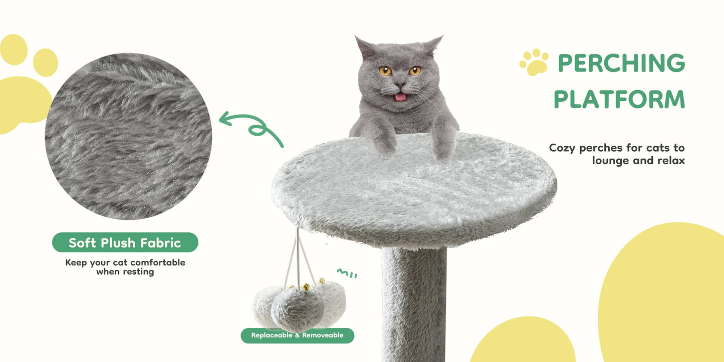 44In Stable Cat Tree Tall Multi-Cat Climbing Tower for Pet Furniture Natural Sisal Scratching Posts