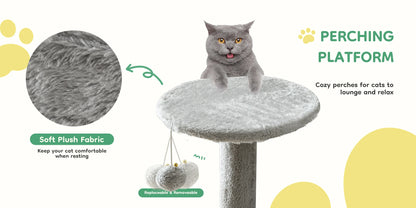 44In Stable Cat Tree Tall Multi-Cat Climbing Tower for Pet Furniture Natural Sisal Scratching Posts