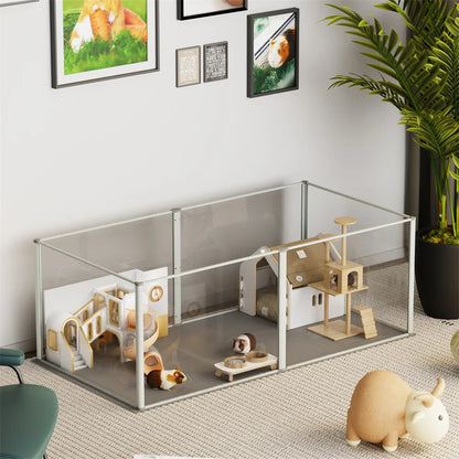 1Pc Large Acrylic Dog Playpen Cage  with Waterproof Fertility Pad
