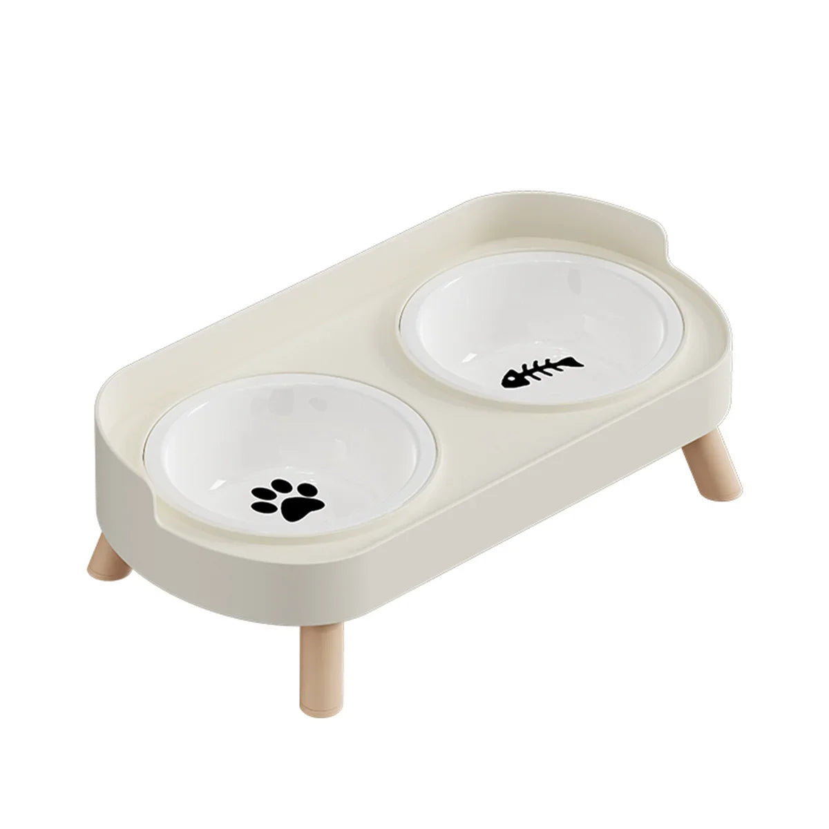 Pet double bowl feeder, adjustable height, cat and dog water dispenser