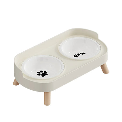Pet double bowl feeder, adjustable height, cat and dog water dispenser