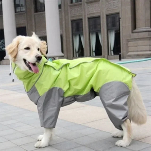 Medium - Large Dog Raincoat, Waterproof, Four Corner Hooded Jacket Poncho