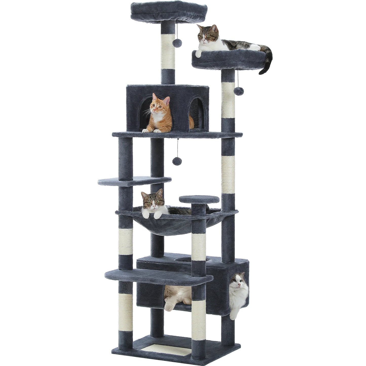 Large Cat Tree and Tower for Indoor Cats With Sisal-Covered Scratching Posts Spacious Hammock Padded Perches and Condos