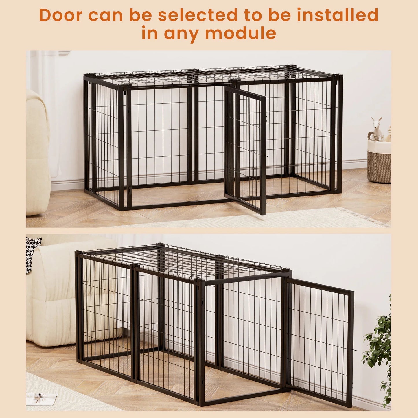 Dog Kennel for Small & Medium Dogs, with Top, Black, 47.2"L x 22"W x 24"H.