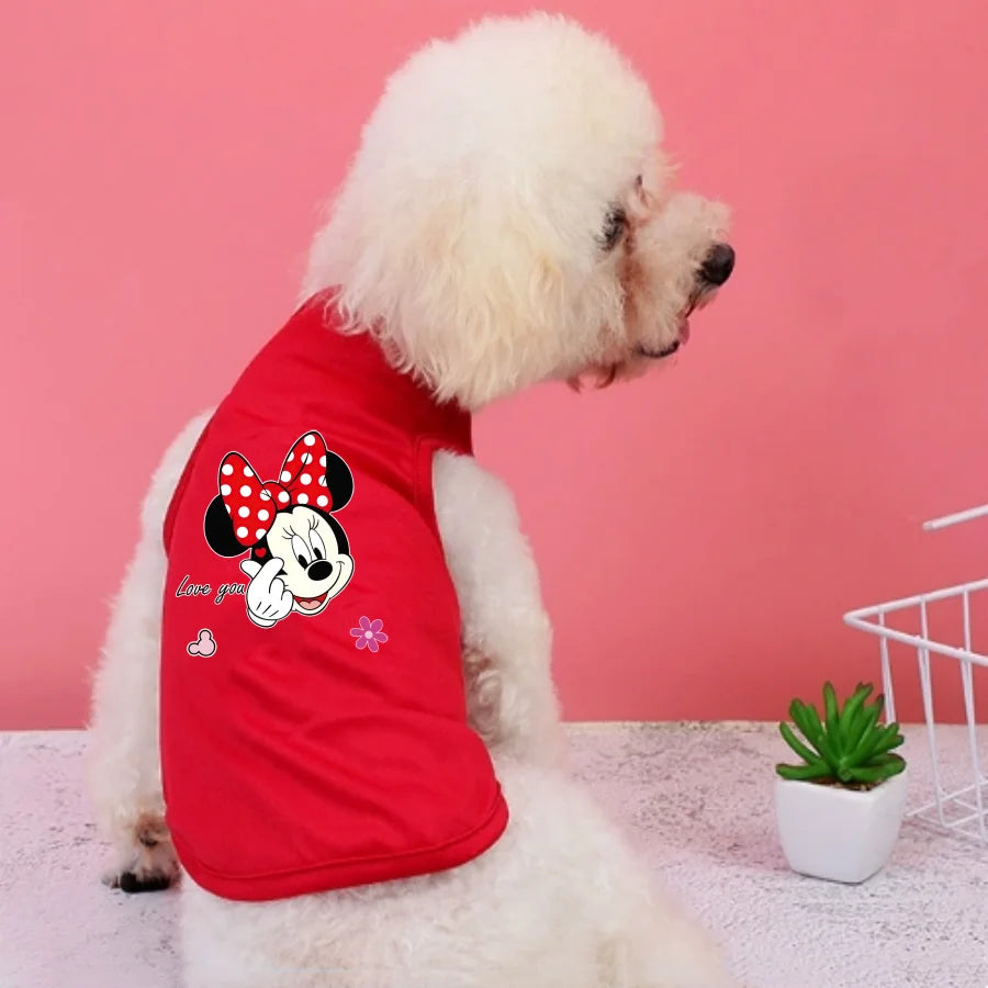 1pc Playful Minnie print pet vest, soft and breathable pet sleeveless T-shirt