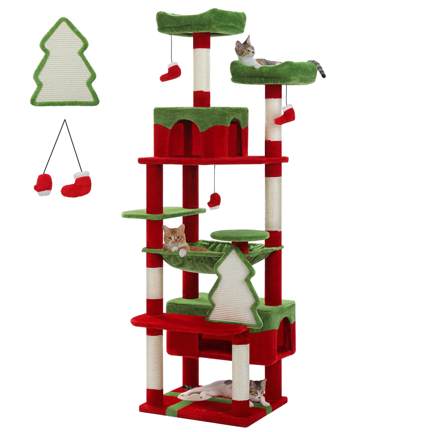 Large Cat Tree and Tower for Indoor Cats With Sisal-Covered Scratching Posts Spacious Hammock Padded Perches and Condos
