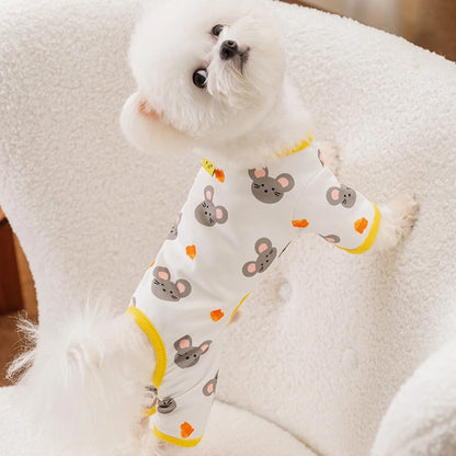 Pet Dog Clothes Striped Smile Print Jumpsuits, Pajamas