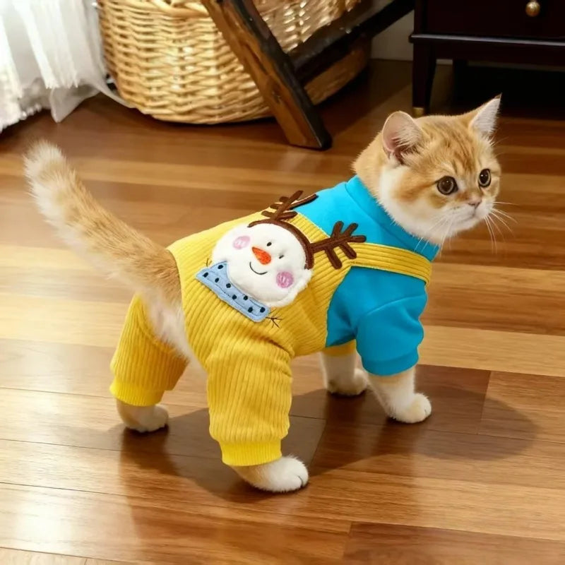 Cat Clothing for Winter Thick Four-legged Coat for Warmth