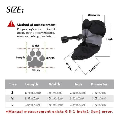4pcs Dog or Cat Soft-Soled Shoes Waterproof Pet Dog Shoes Anti-Slip Rain Snow Boots Footwear