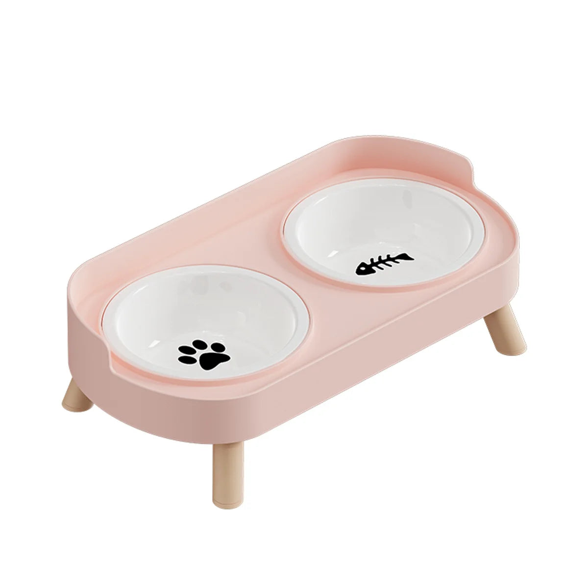 Pet double bowl feeder, adjustable height, cat and dog water dispenser
