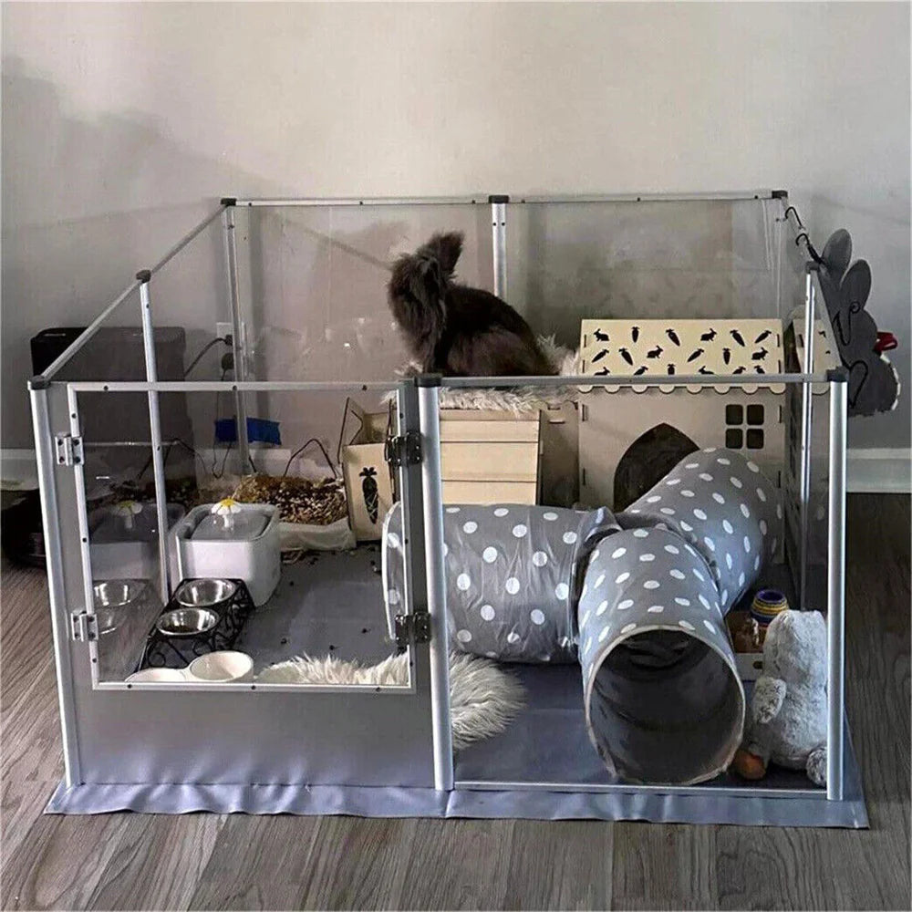 1Pc Large Acrylic Dog Playpen Cage  with Waterproof Fertility Pad