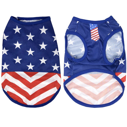 Summer Cool Clothes Mesh Breathable Vest For Small Dogs & Cats, Independence Day Pet T-shirt