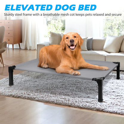 Elevated Dog Bed, Cooling Raised Pet Cot with Chew Proof Washable Breathable Mesh and Metal Frame, Portable