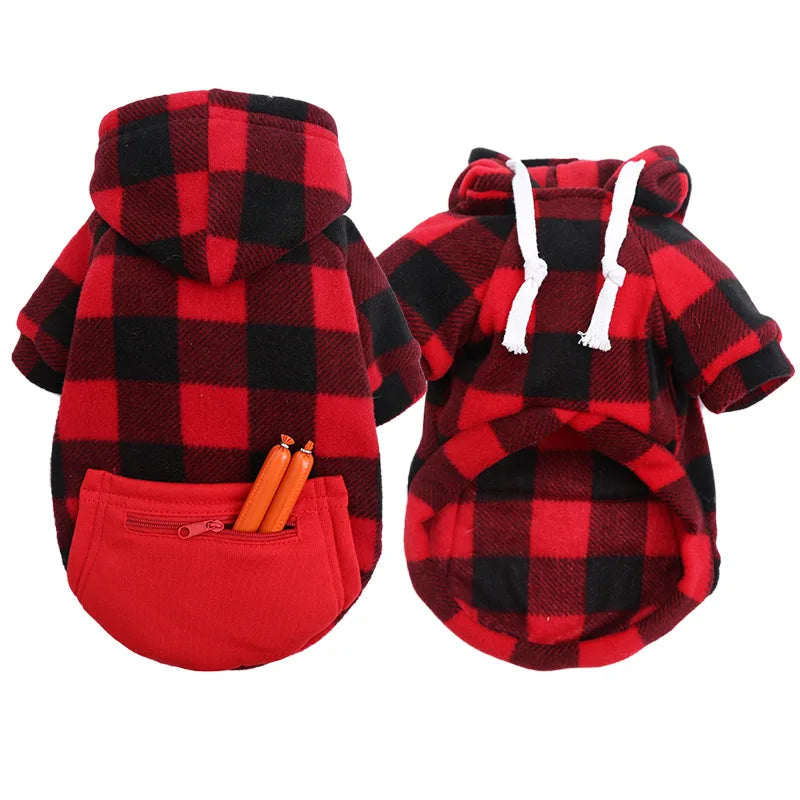 Dog Winter Coat, Pet Jacket Plaid Reversible  for Small, Medium or Large Dogs