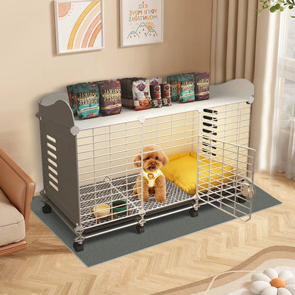 Dog Crate End Table with Wheels & Tray
