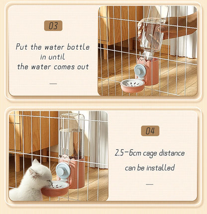 Automatic Pet Bowls Cage Hanging Feeder Dog Water Bottle Food Container Dispenser Bowl for Puppy or Cats