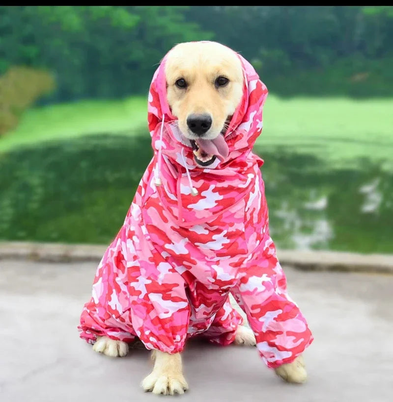 Dog Raincoat Waterproof Hooded Jumpsuit Cloak For Small or Big Dogs