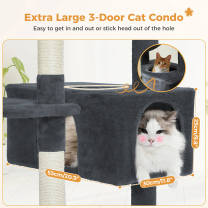 Large Cat Tree and Tower for Indoor Cats With Sisal-Covered Scratching Posts Spacious Hammock Padded Perches and Condos
