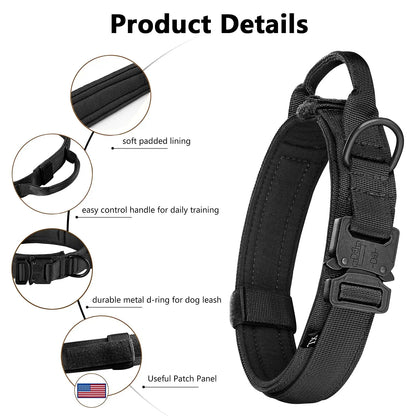 Tactical Dog Harness Collar/Harness and Leash Molle Pouches For Medium Large & Dogs