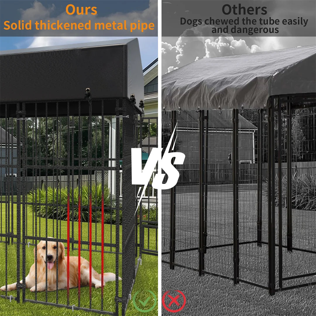 Heavy Duty Kennel, Welded Metal Playpen 64.9”, Large Animal Cage for Outdoor And Indoor Use
