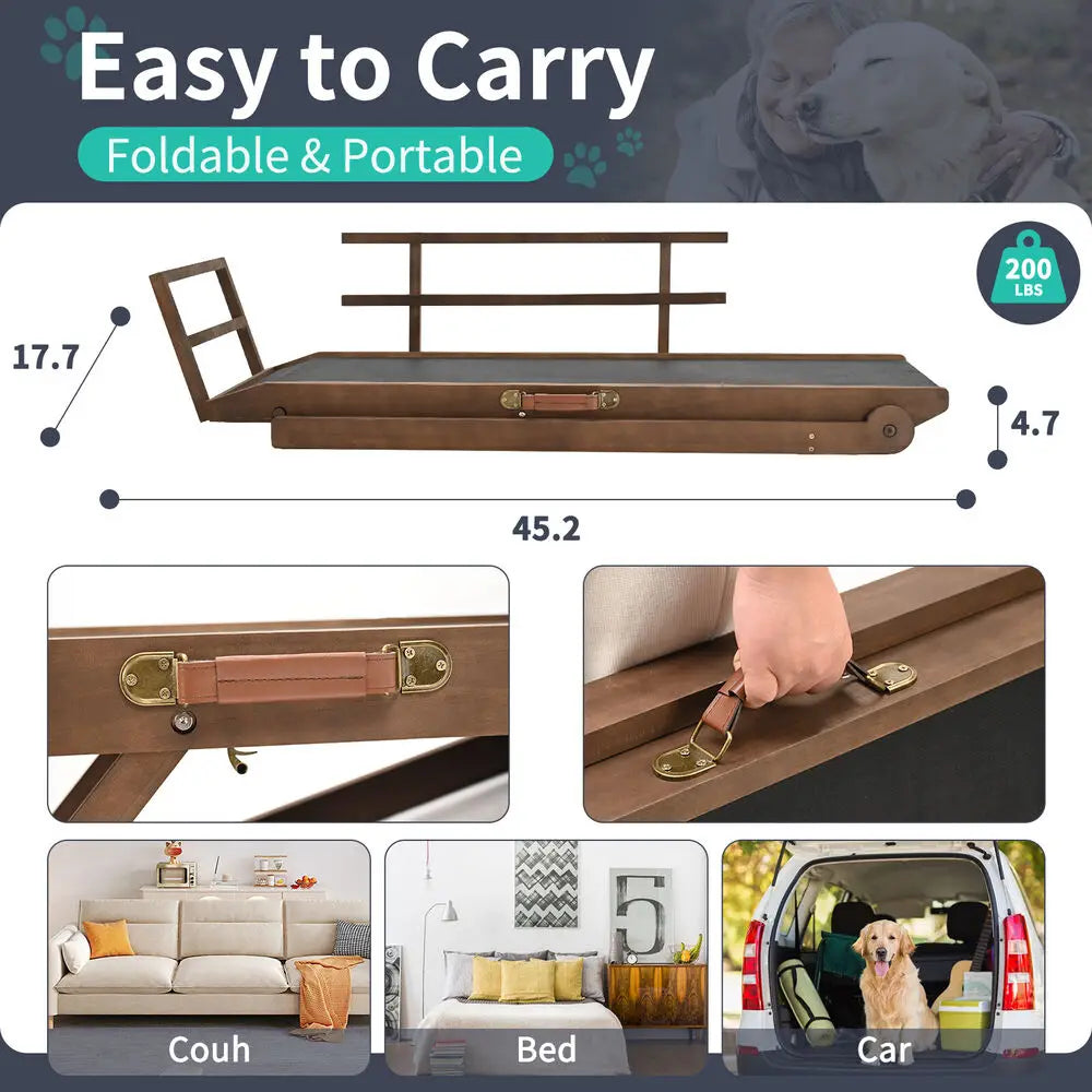 Dog Ramp For Bed Car Couch Truck Folding Pet Ramp Stairs Suit Small & Large Dog