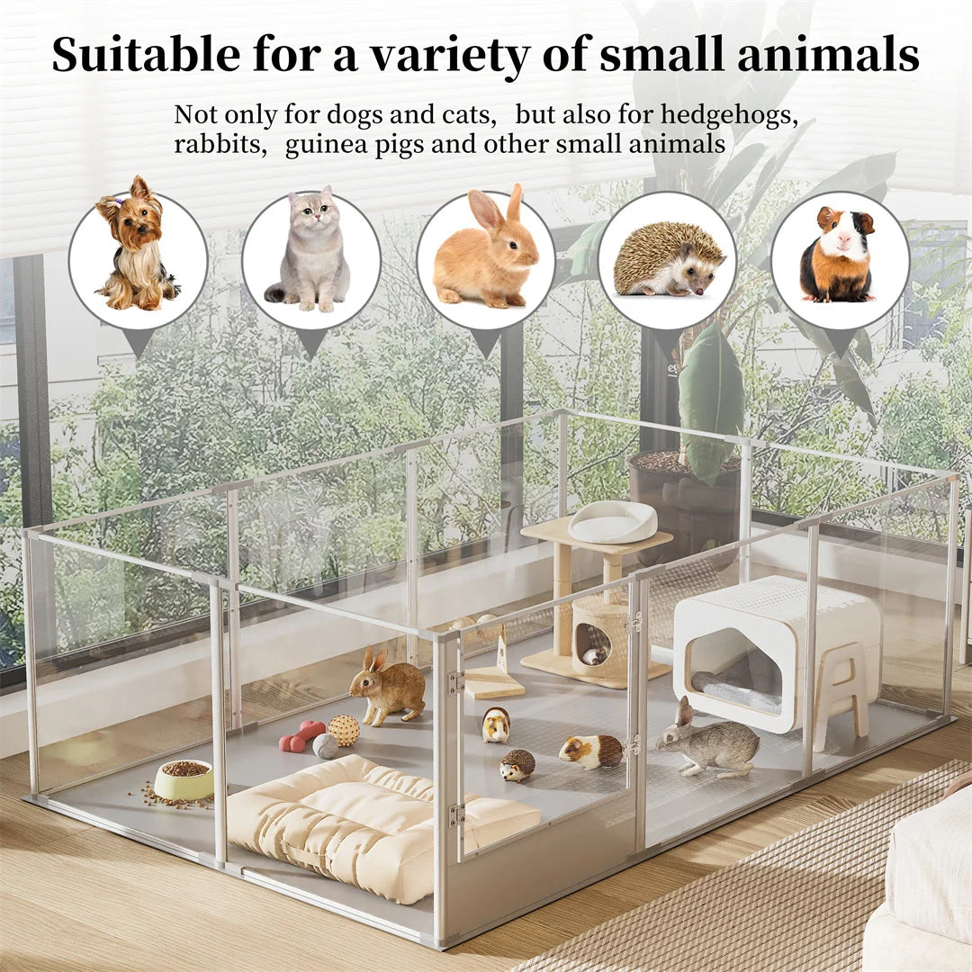 180cm Whelping Playpen, Clear Acrylic Dog Playpen with Waterproof Fertility Pad for Pets