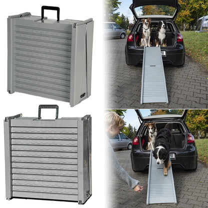 Folding Portable Pet Stair Ramp Non-Slip Rug Surface Dog SUV & Truck Ramp 59x15.8 Inch