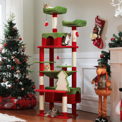 Large Cat Tree and Tower for Indoor Cats With Sisal-Covered Scratching Posts Spacious Hammock Padded Perches and Condos