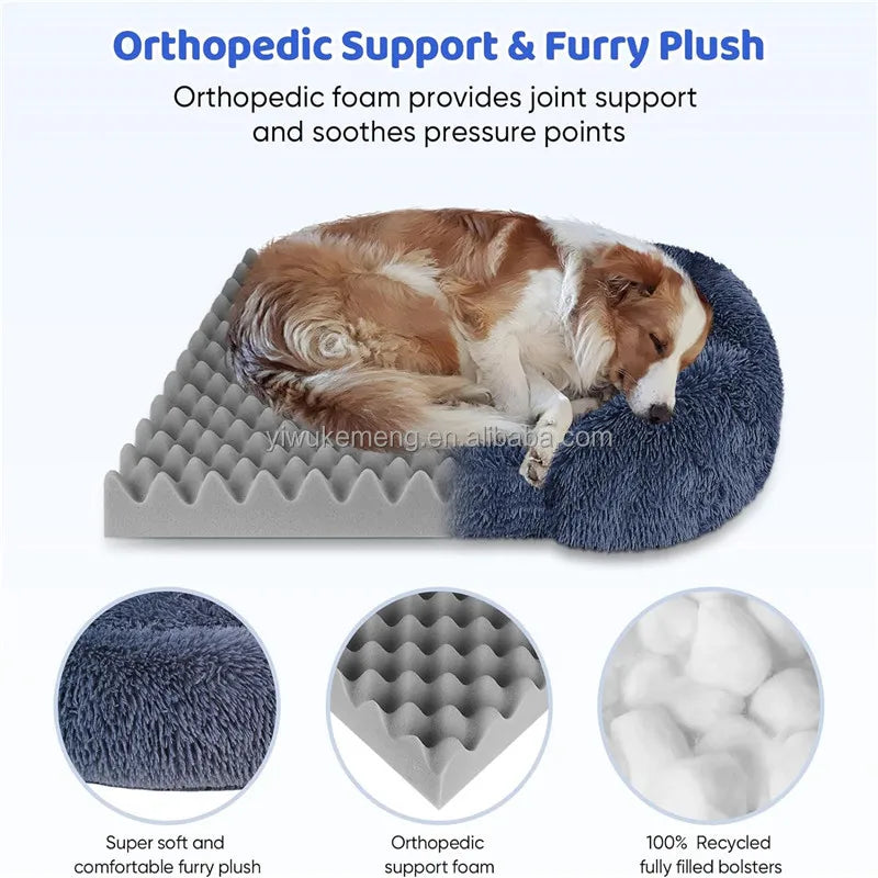 Thickened orthopedic dog bed for large dogs - egg sponge, easy to remove and wash plush cover