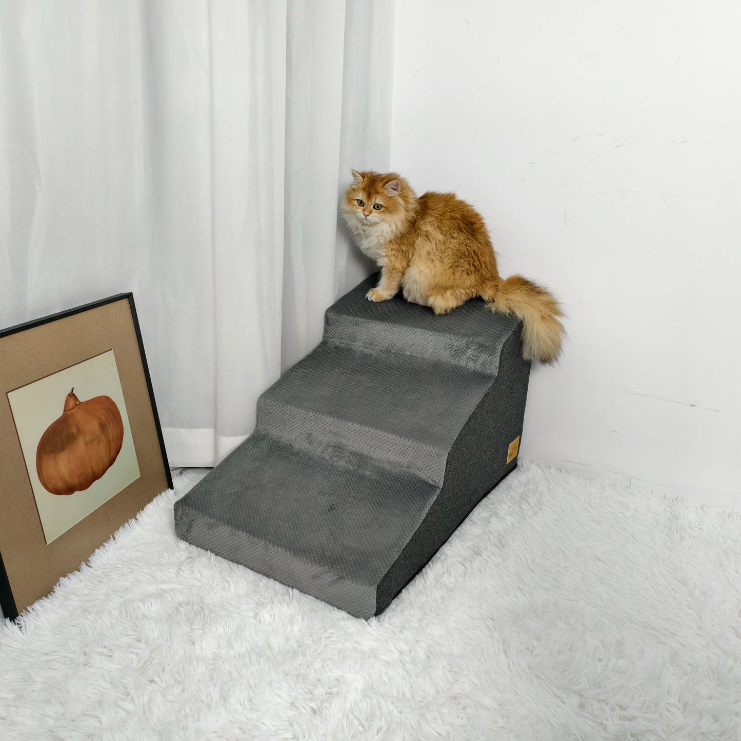 3/4 Steps High Density Foam Dog Stairs Ramps, for High Beds and Sofa, Non-Slip Pet Steps Sofa Bed Ladder, with Washable Cover