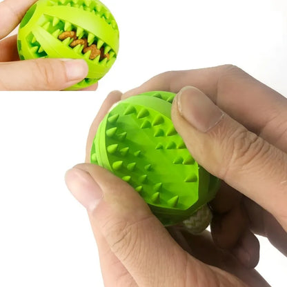 Interactive Dog Treat Ball 18x13cm, Chew Resistant Rope Toy with Food Dispensing