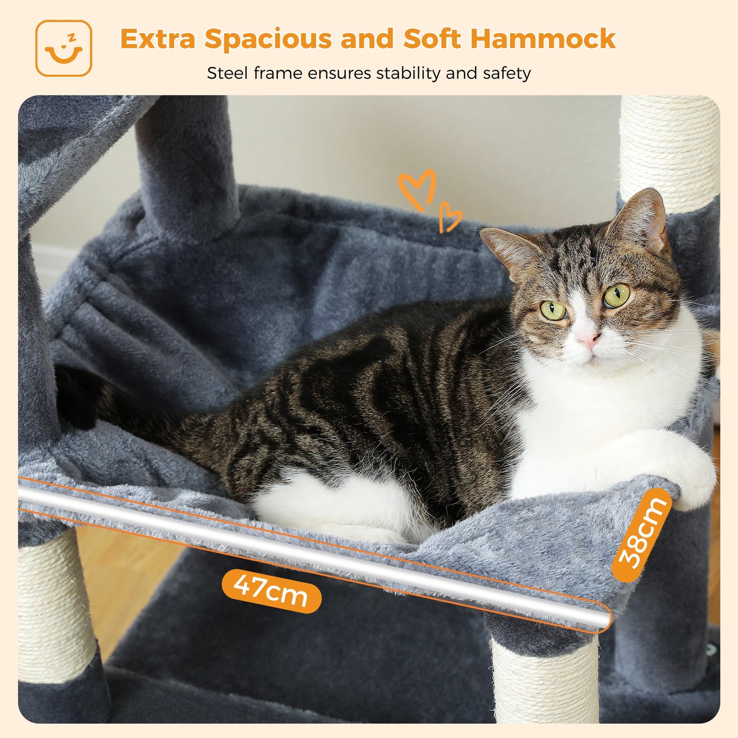 Large Cat Tree and Tower for Indoor Cats With Sisal-Covered Scratching Posts Spacious Hammock Padded Perches and Condos