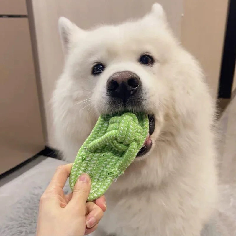 Pet Cotton Rope Slipper Knot Toy For Dogs, Interactive Chew Toy, Teeth Cleaner
