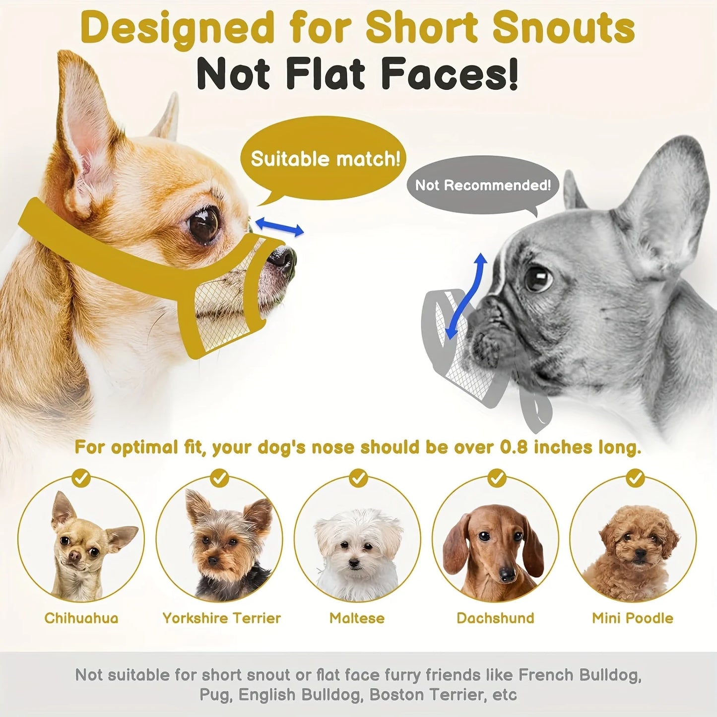 Mesh Muzzle For Short Snout And Small - Medium Dogs, Anti-Biting