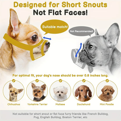 Mesh Muzzle For Short Snout And Small - Medium Dogs, Anti-Biting