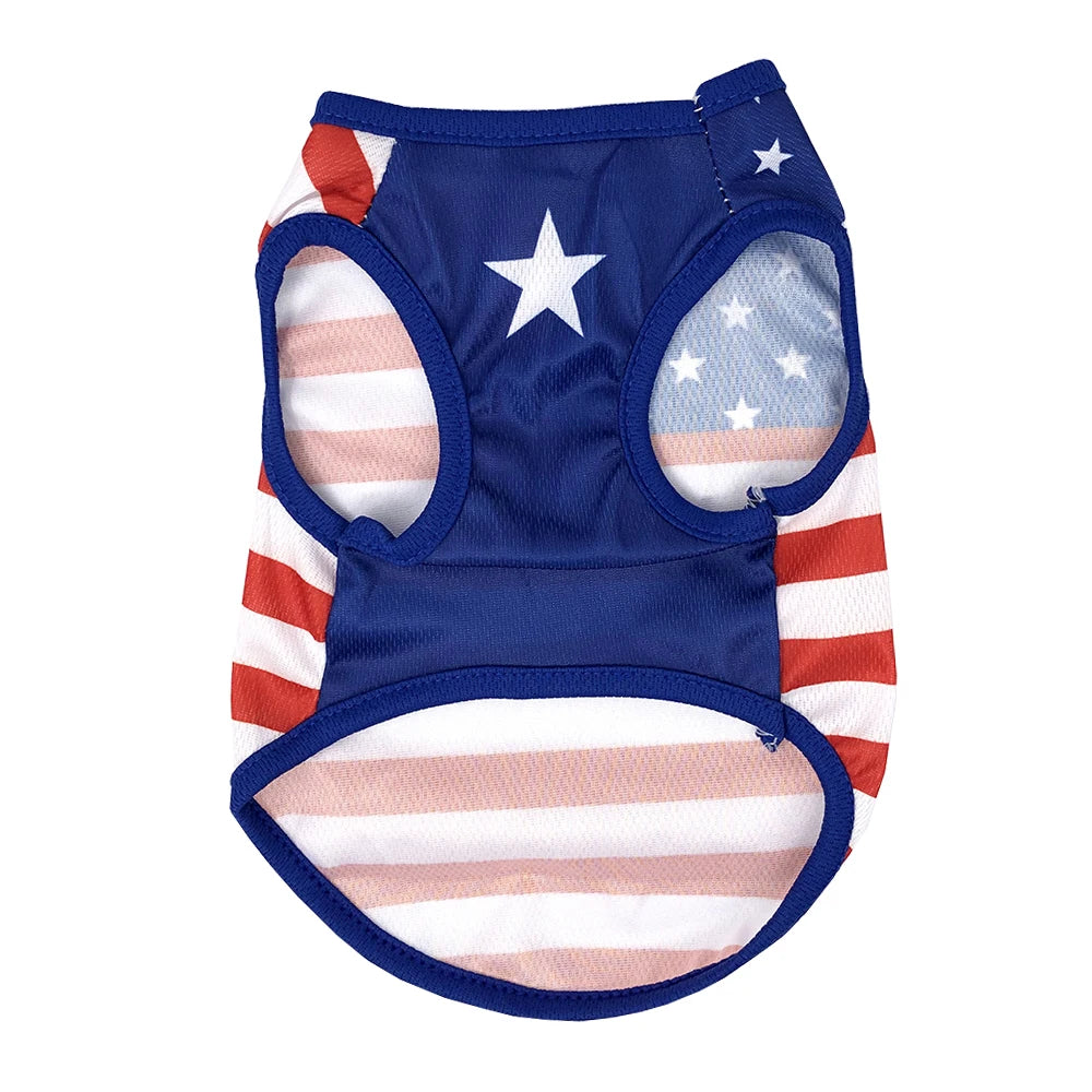 Summer Cool Clothes Mesh Breathable Vest For Small Dogs & Cats, Independence Day Pet T-shirt