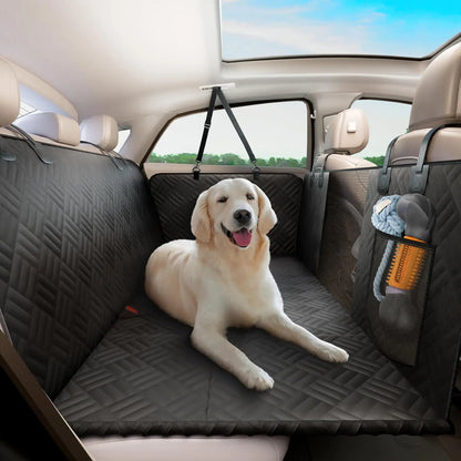 Car Rear Seat Dog Seat Cover, Hard Bottom Rear Seat Extender, Anti-Scratch, Washable