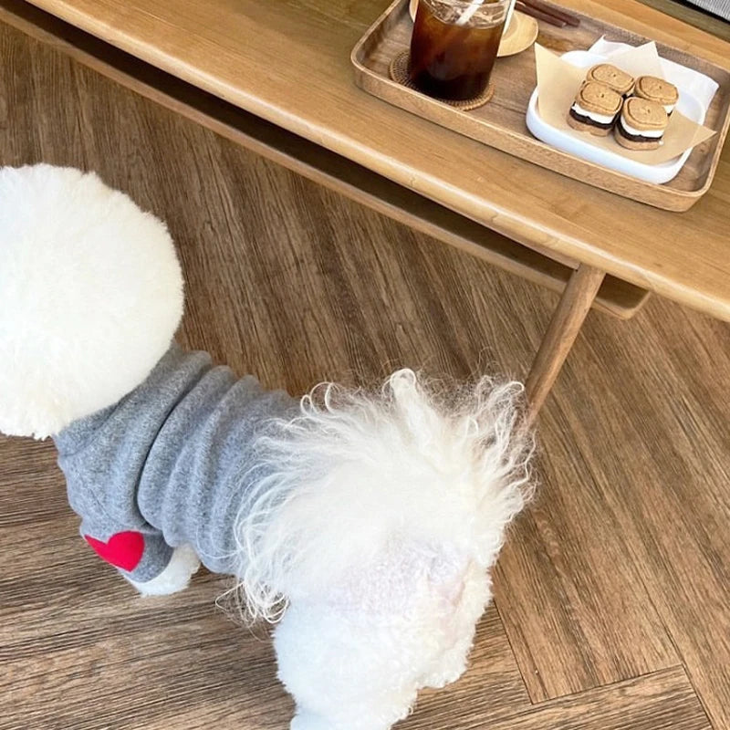 Winter Dog Shirt Heart-shaped Patch Embroidery Sweatshirt