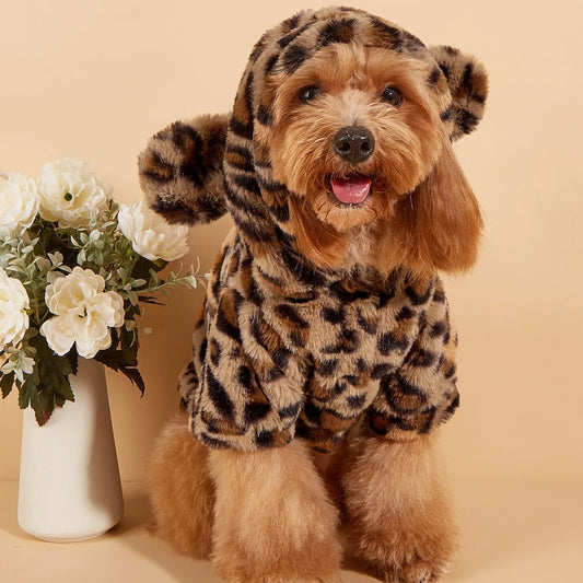 Pet Hoodie For Small & Medium Dogs, Leopard Dog Hoodie With Ears