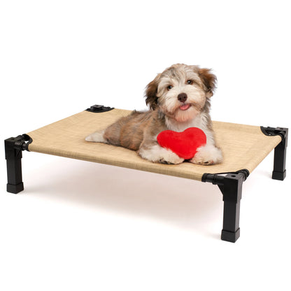 Elevated Dog Bed, Cooling Raised Pet Cot with Chew Proof Washable Breathable Mesh and Metal Frame, Portable