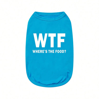 1pc Letter Print Dog Vest Tank Top, Featuring A Playful 'Where's The Food' Back Print