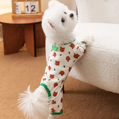 Pet Dog Clothes Striped Smile Print Jumpsuits, Pajamas