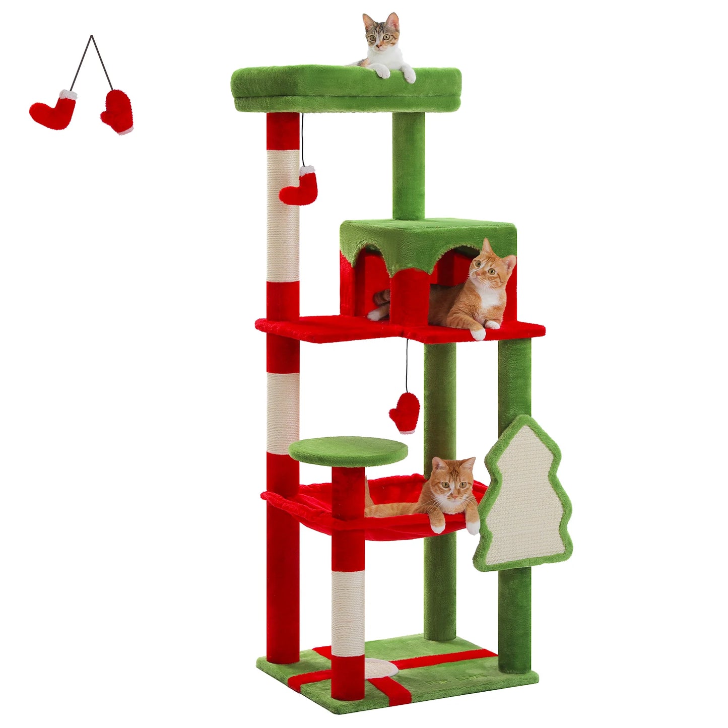 Cat Tree for Indoor Cats 5-Level Cat Tower for Large Cats with Large Hammock Sisal Covered Scratching Posts